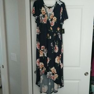 irene faux wrap brushed knit maxi dress